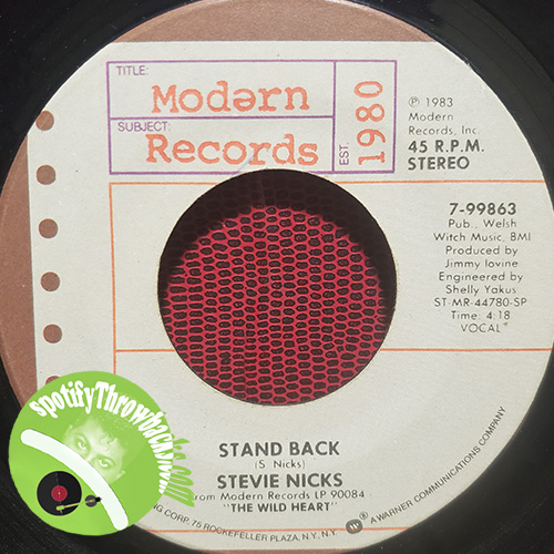 Stevie Nicks's Stand Back, released in 1983, was one of the few favorites I had, after she left Fleetwood Mac